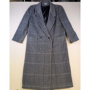 VTG Karen Wool Cashmere Women's L Black Plaid Heavyweight Lined Coat USA Made